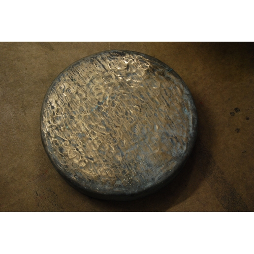 228 - 19TH CENTURY BEATEN BRONZE HANGING DINNER GONG