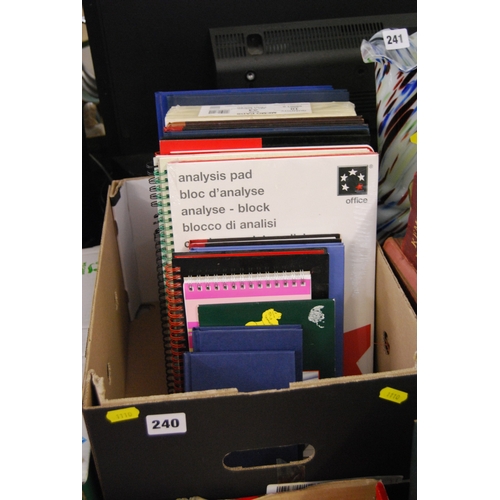 240 - QUANTITY OF NOTE PADS, RECORD BOOKS, ETC
