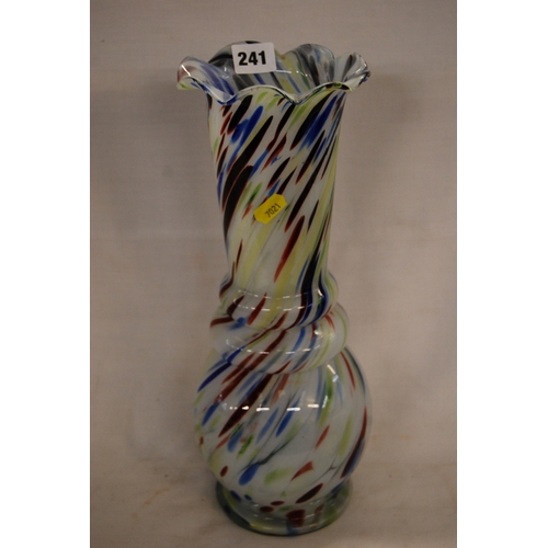 241 - MURANO STYLE MULTI-COLOURED SWIRL VASE WITH SHAPED RIM