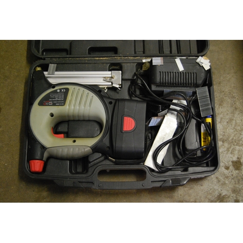 432 - SIP 18v CORDLESS NAIL GUN WITH BATERY CHARGER AND ATTACHMENTS