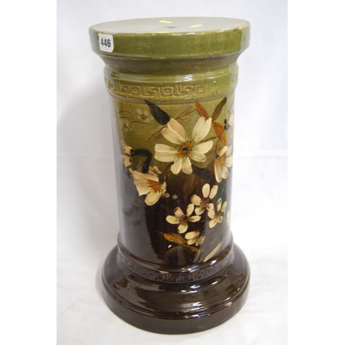 446 - 19TH CENTURY TERRACOTTA HAND PAINTED JARDINIERE STAND