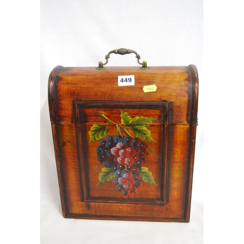 449 - 3 BOTTLE CARRYING BOX, HAND PAINTED