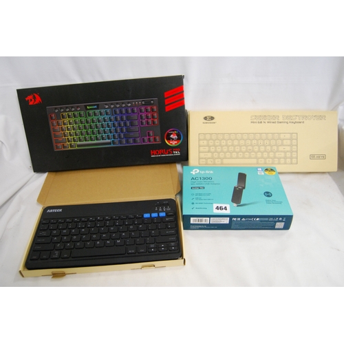 464 - ARTECK UNIVERSAL BLUETOOTH KEYBOARD, SEEKER DESTROYER KEYBOARD, HORUS KEYBOARD AND AC1300 WIRELESS A... 