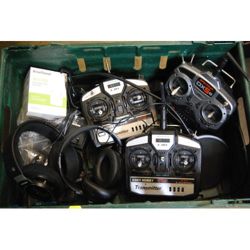 473 - 3 RADIO CONTROL UNITS, 2 HEADSETS, ETC