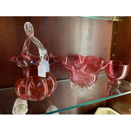 46 - 5 pieces of red glass, 2 jugs, 3 dishes