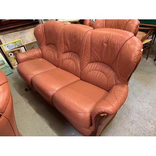 59 - Leather Mahogany 3 seater couch