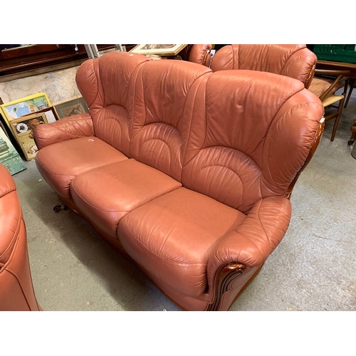 60 - Leather Mahogany 3 seater couch