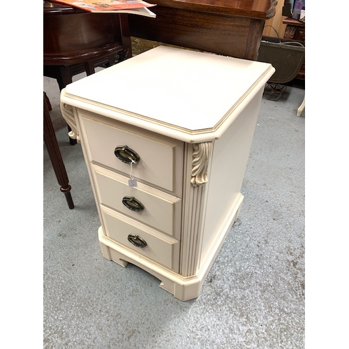 229 - 3 drawer cream bedside locker