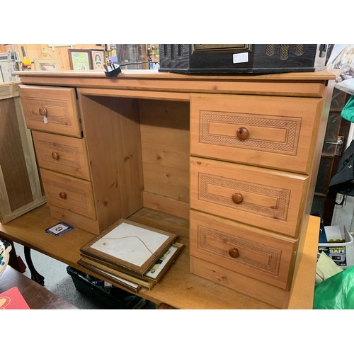 250 - 6 drawer light oak writing desk