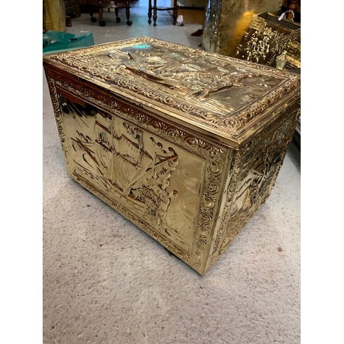 290 - Brass log box (medium) ship motif