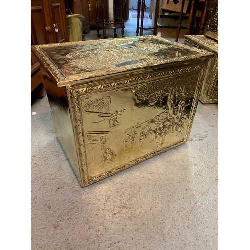 292 - Large brass antique log box 