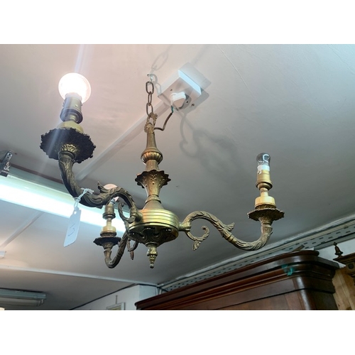 304 - Brass chandelier, 3 branch