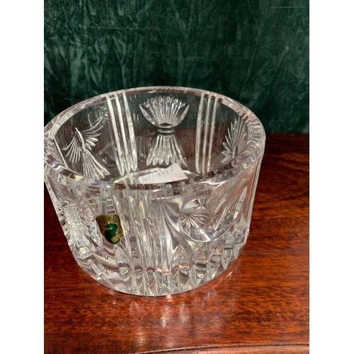 348 - Waterford glass heavy circular wine holder with various motifs