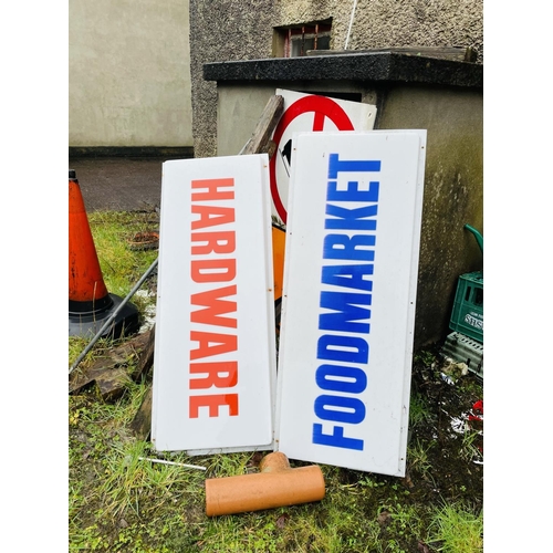 314 - 2 vintage signs, 'HARDAWARE and 'FOODMARKET'