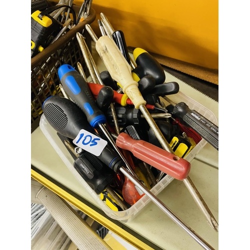 105 - Box of screwdrivers etc