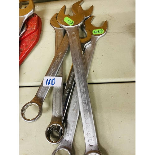 110 - 5 heavy duty spanners, numbers 19, 26, 27, 30, 32