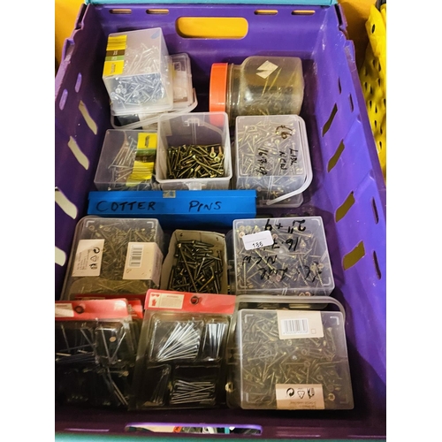 186 - crate of boxes of nails screws etc