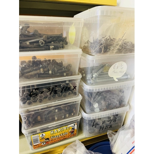 191 - 9 boxes of screws, nails etc