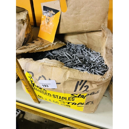 193 - Large box of galvanized staples