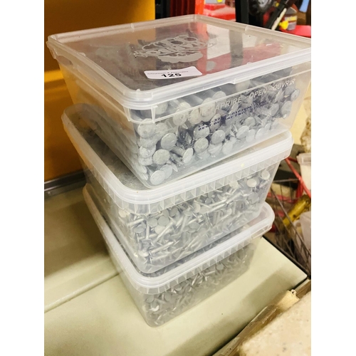 125 - 3 boxes of galvanised nails