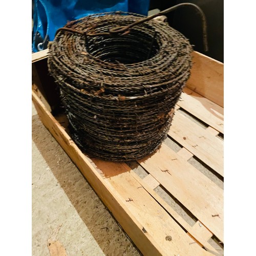 345 - 2 rolls of fencing a roll of barbed wire