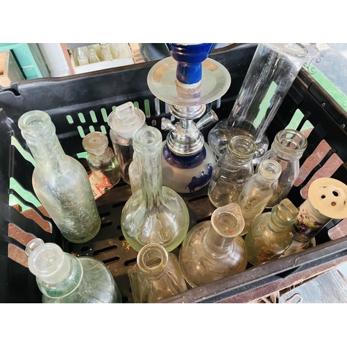 3 - Box of antique glass bottles including Spillane Limerick, Toomey Limerick and Perry Rathdowney