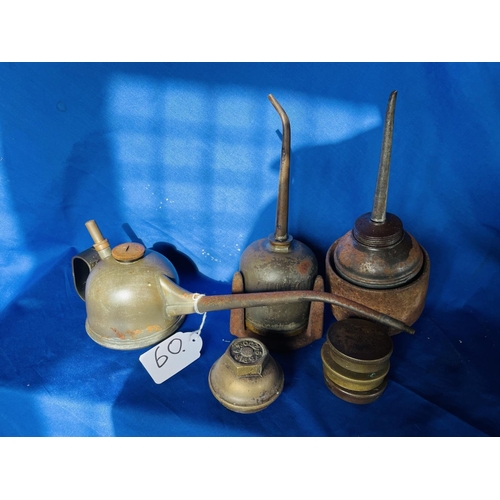 60 - 3 oil cans with 2 holders