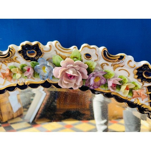 44 - Magnificent Dresden porcelain mirror in exceptional condition, 25'' d