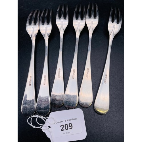 209 - Sheffield silver set of 6 forks by Carrs, 2004, 370gm