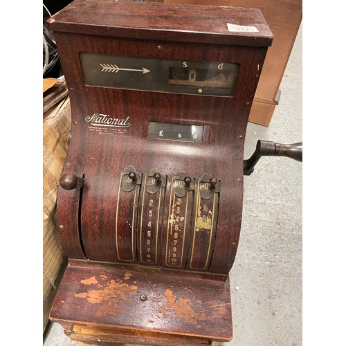 112 - Superb National wooden cash register in perfect working order, (from a pub in Rathkeale)