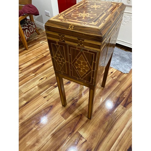 100a - Magnificent inlaid jewelry cabinet on four legs with multiple compartments, 530mm W x 363mm D, x 955... 