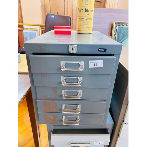 14 - 5 Drawer Bisley filing cabinet (open, no key)