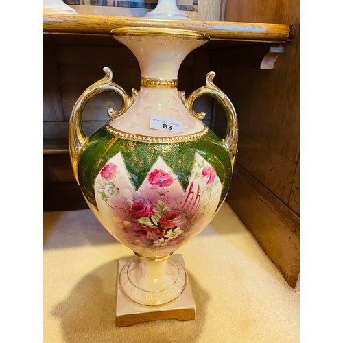 83 - A pair of 2 magnificent Victorian hand painted ures and matching vase