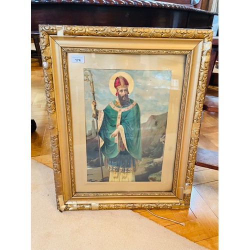 174 - Beautiful gilt framed picture of Saint Patrick