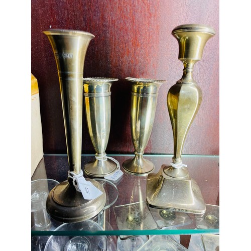 47 - A pair of silver spill vases and 2 other silver vases