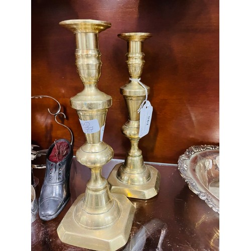 195 - A pair of brass candlesticks 10''h