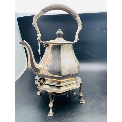 198 - 19th century Victorian tea kettle and burner on stand