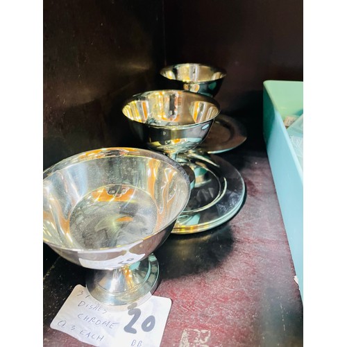 20 - 3 x Chrome plates and dishes