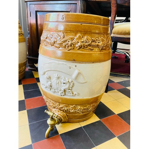 451 - Large decorative whiskey barrel with original brass tap, 17''h made in Glasgow