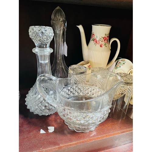 121 - A collection of 4 Galway crystal high ball glasses, a large jug and a decanter