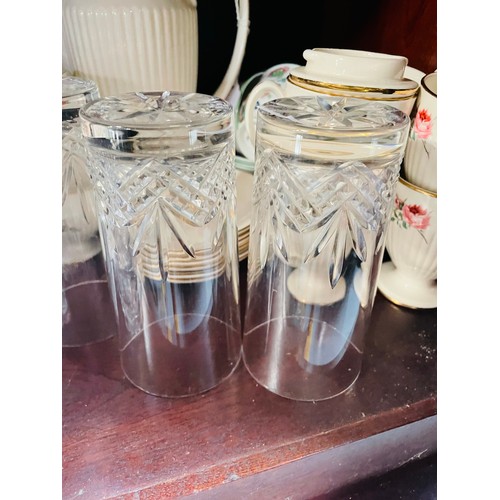 121 - A collection of 4 Galway crystal high ball glasses, a large jug and a decanter