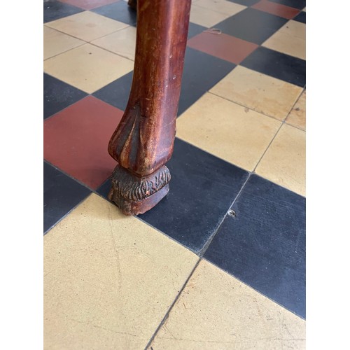 88 - Magnificent Georgian Irish oak centre table with carved hoof  feet and sell carving to the table top... 