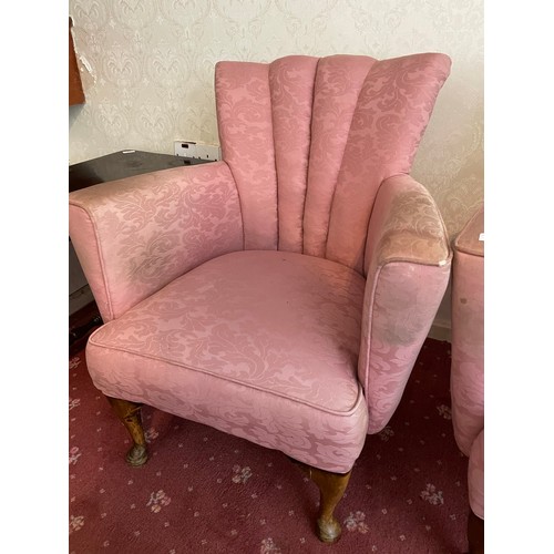 18 - A pair of Edwardian ladies arm chairs (seat height 15'')