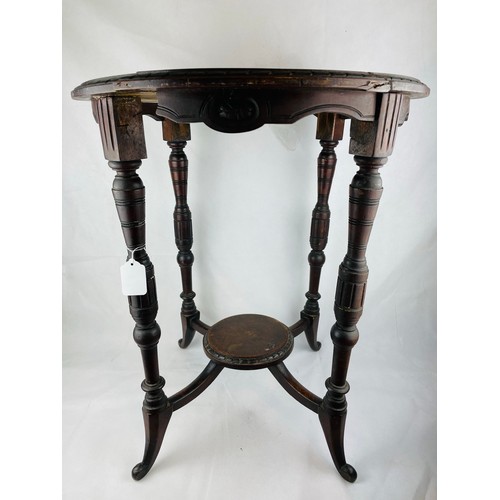 26 - Carved oak Victorian side table, 22''d x 26''h