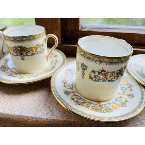 156 - Aynsley Henley coffee set, 6 cups, 6 saucers, sugar and cream