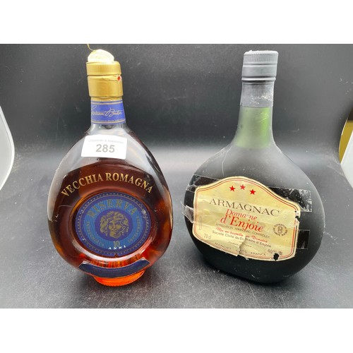 285 - 2 bottles of brandy french and Italian