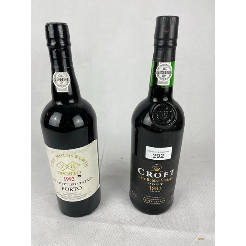 292 - 2 x bottles of Port, 1991 and 1992