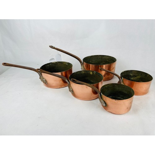 296 - Collection of 5 Victorian copper pans