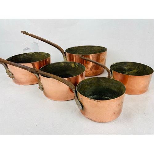 296 - Collection of 5 Victorian copper pans