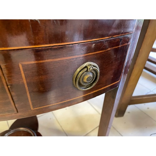 49 - A Georgian Cork inlaid mahogany Sideboard . Cuban mahogany with satinwood inlay and secret arched dr... 